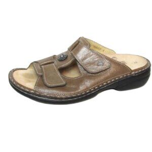 Finn Comfort EU 37 US 6 6.5 Womens Pattaya Taupe Brown Leather Slide Sandals